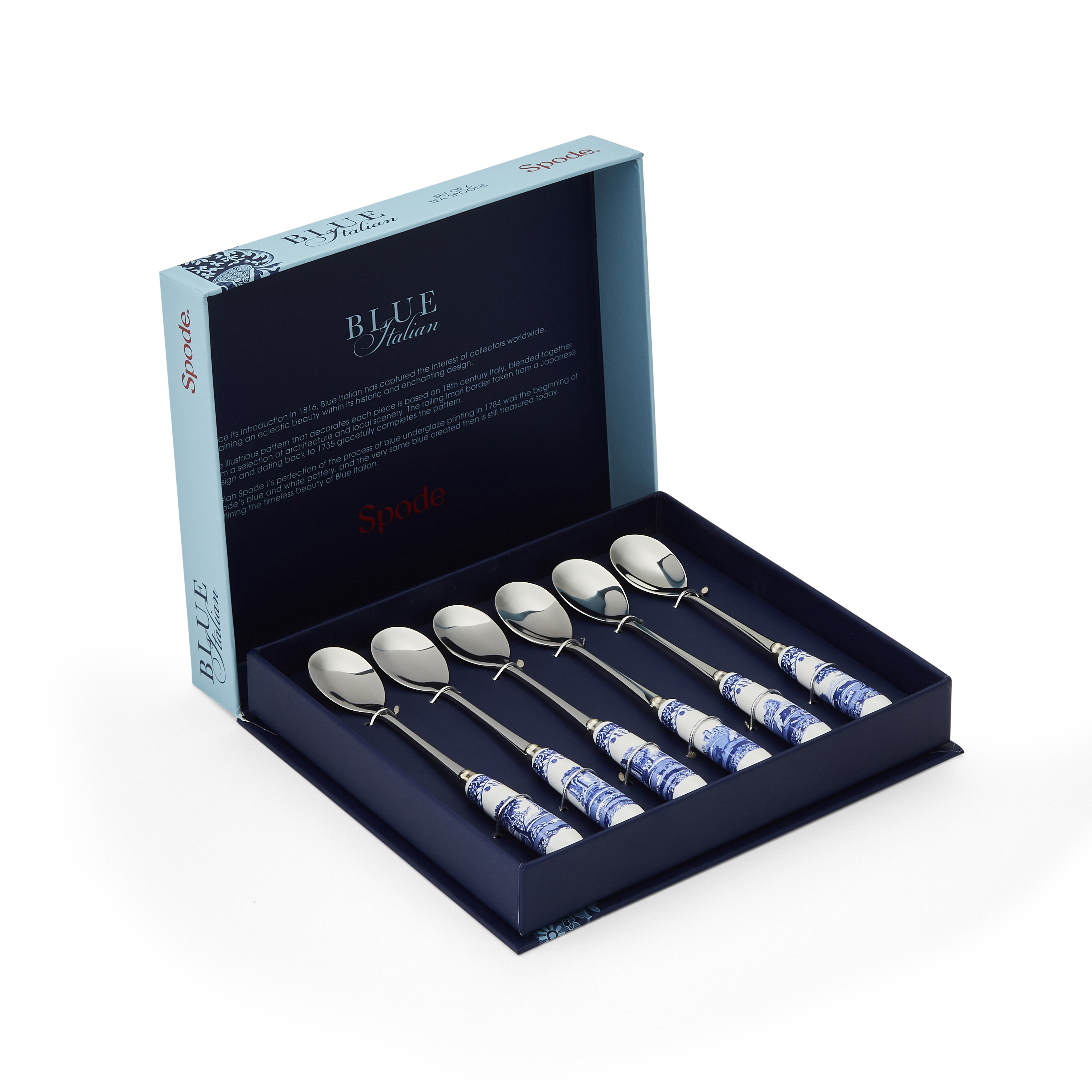 Blue Italian Set of 6 Tea Spoons image number null